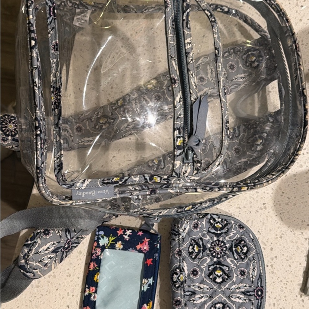 Clear Vera Bradley Backpack with Gray Accents - Picture 3 of 3